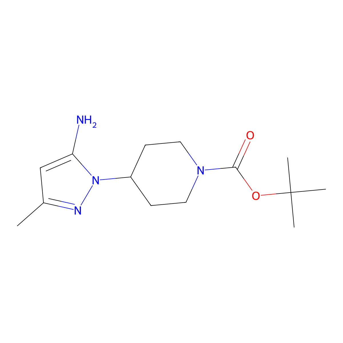 tert-butyl 4-(5-amino-3-methyl-1H-pyrazol-1-yl)piperidine-1-carboxylate molecular structure, CAS 1177348-32-1
