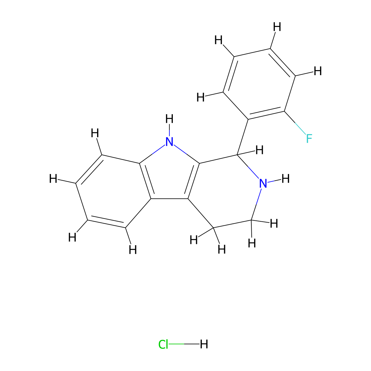 1-(2-Fluorophenyl)-2,3,4,9-tetrahydro-1h-b-carboline, HCl molecular structure, CAS 1177348-44-5