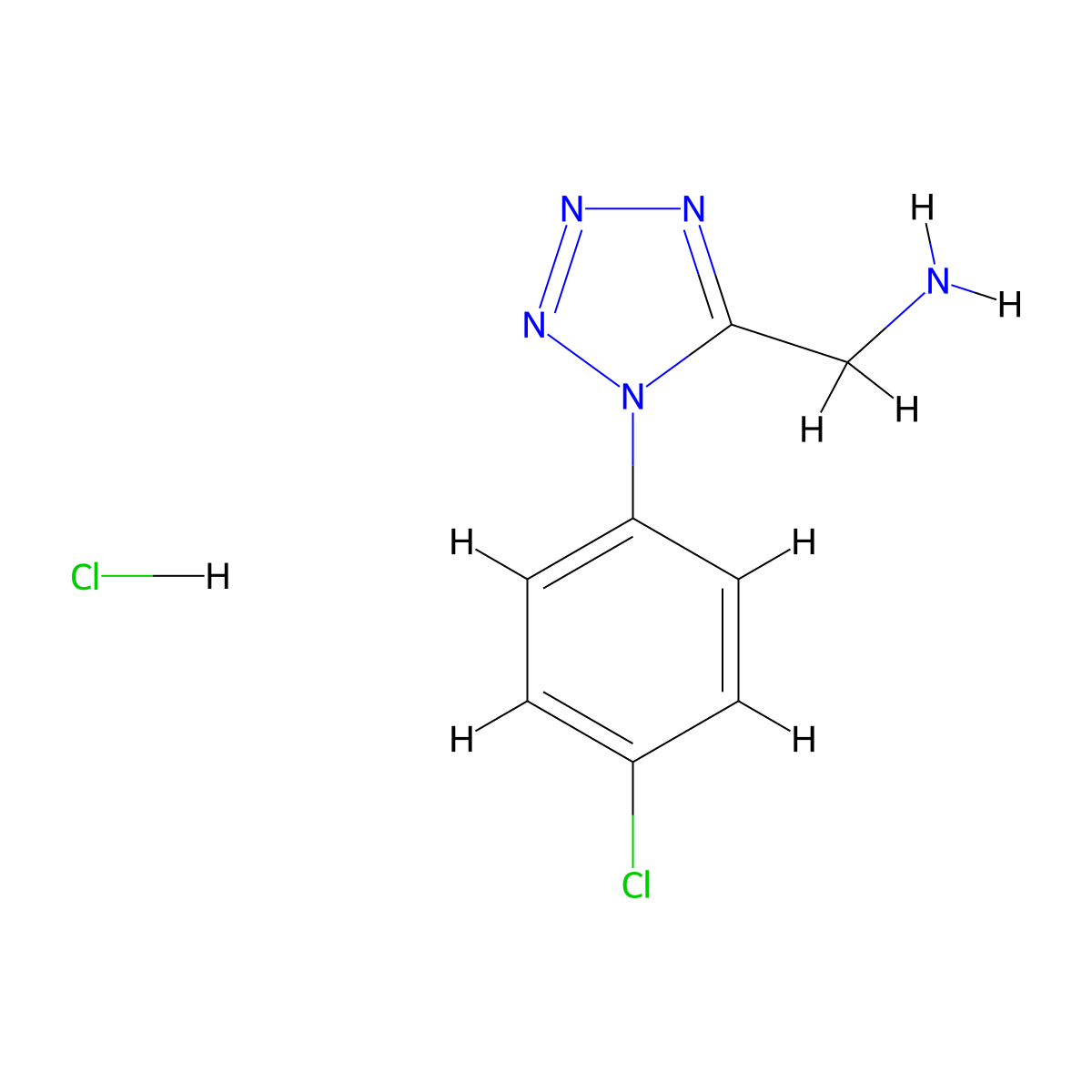 {[1-(4-Chlorophenyl)-1H-tetrazol-5-yl]methyl}amine hydrochloride molecular structure, CAS 1177348-45-6
