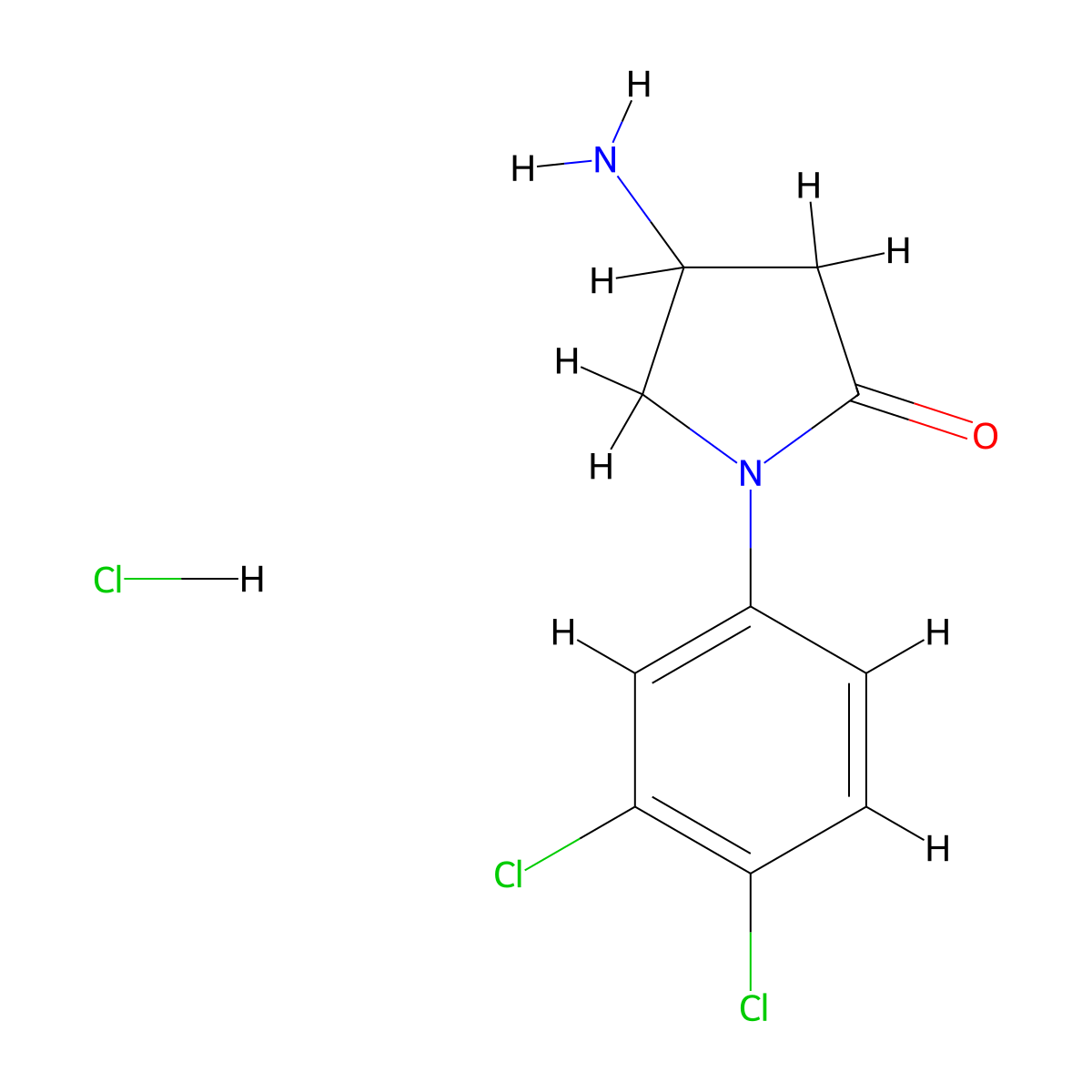 4-Amino-1-(3,4-dichlorophenyl)pyrrolidin-2-one hydrochloride molecular structure, CAS 1177348-50-3