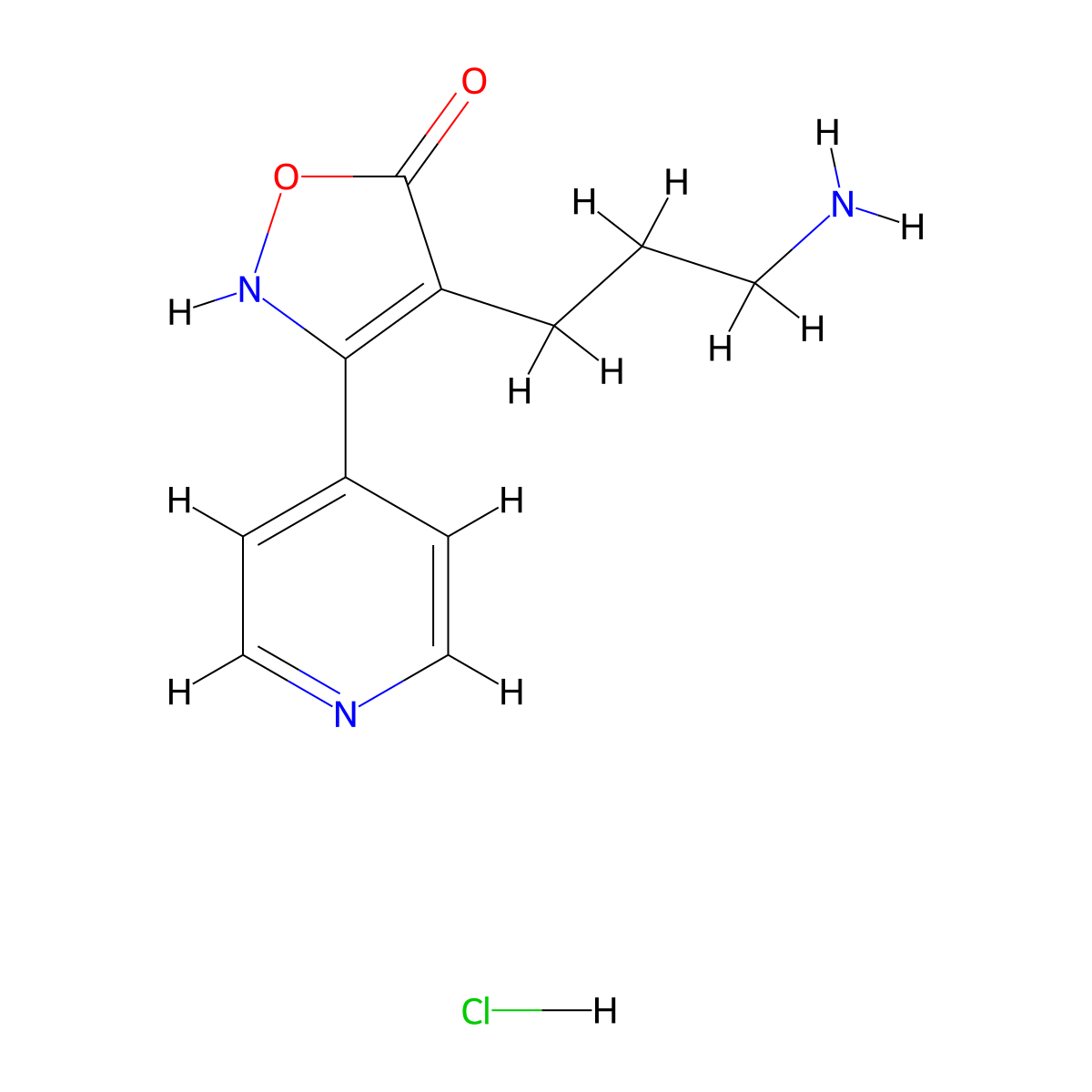 4-(3-Aminopropyl)-3-pyridin-4-ylisoxazol-5(2H)-one hydrochloride molecular structure, CAS 1177348-57-0