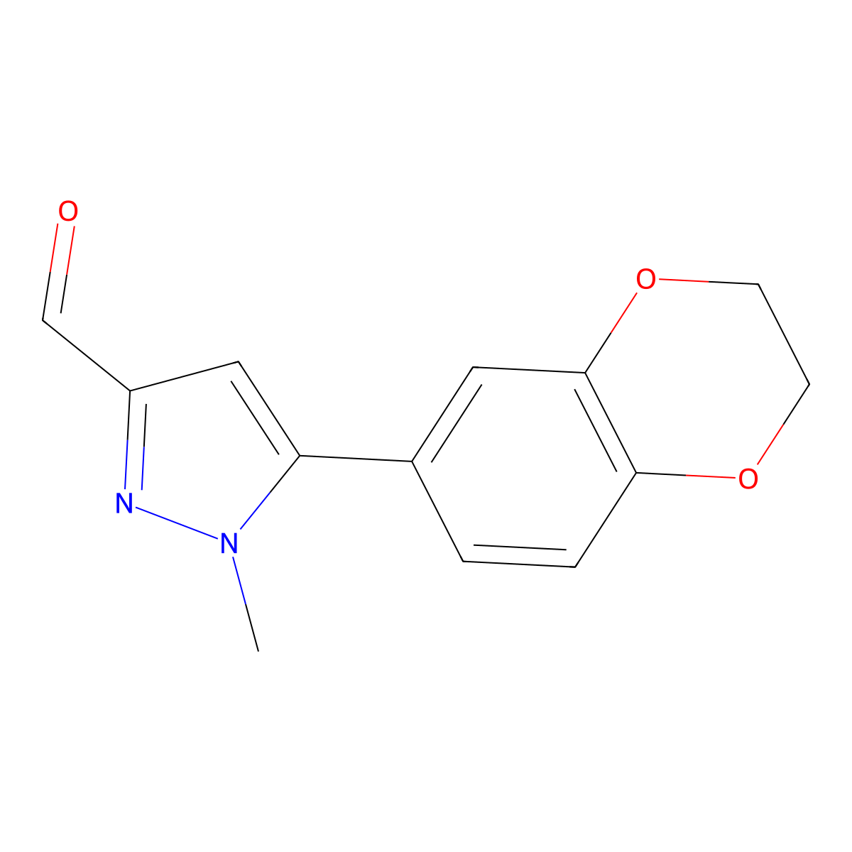 5-(2,3-Dihydro-1,4-benzodioxin-6-yl)-1-methyl-1H-pyrazole-3-carbaldehyde molecular structure, CAS 1177348-75-2