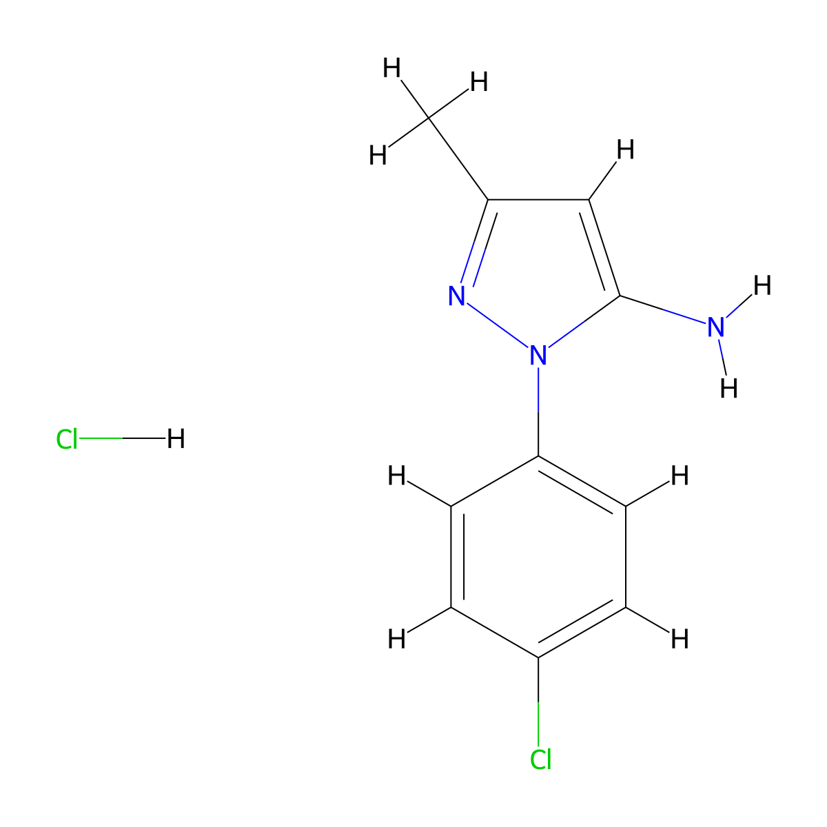 1-(4-chlorophenyl)-3-methyl-1H-pyrazol-5-amine hydrochloride molecular structure, CAS 1177349-55-1