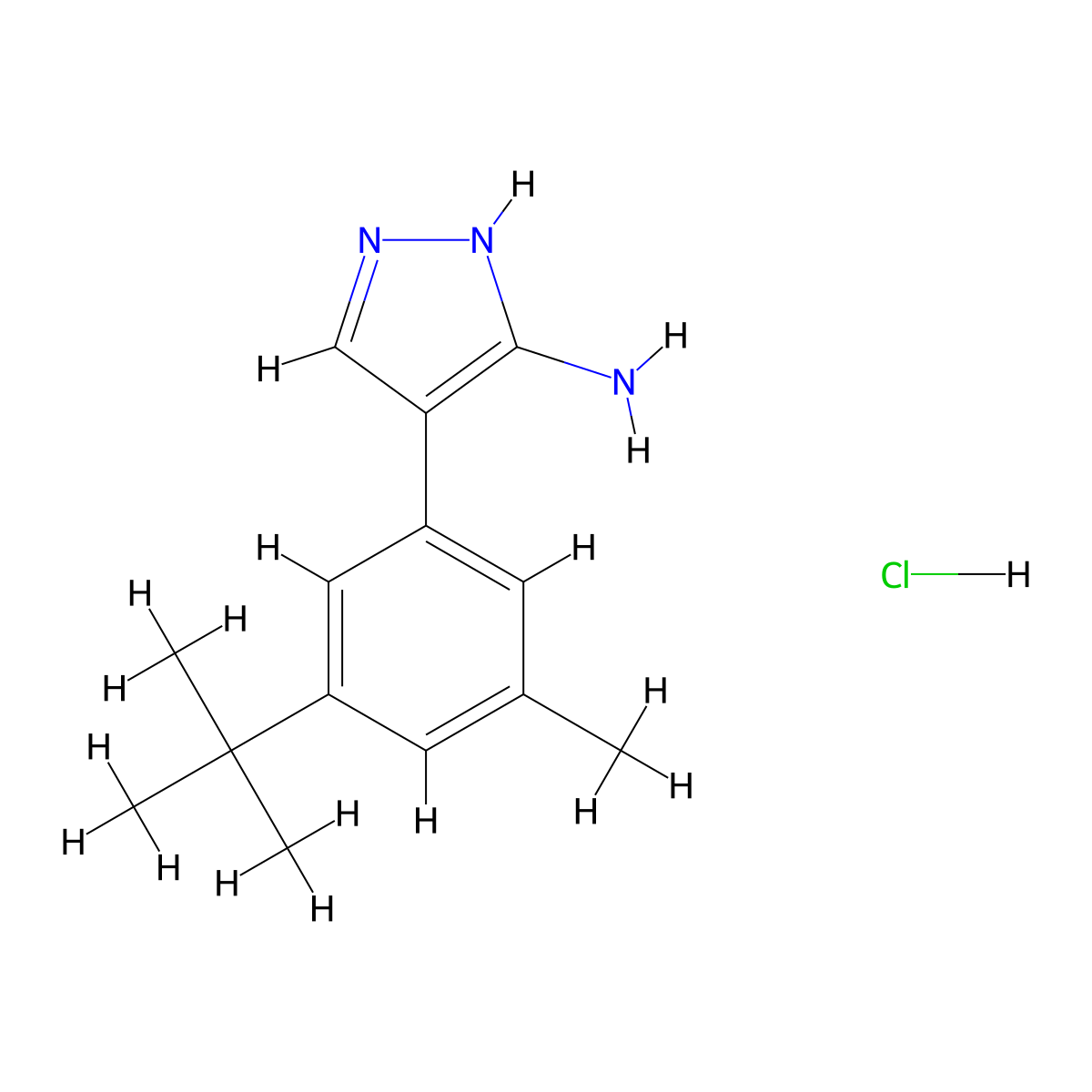 4-(3-Tert-butyl-5-methylphenyl)-1H-pyrazol-3-amine hydrochloride molecular structure, CAS 1177349-64-2