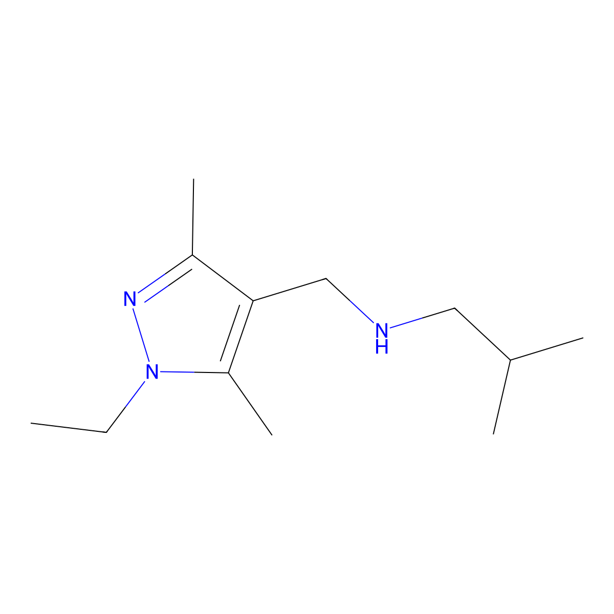 N-[(1-Ethyl-3,5-dimethyl-1H-pyrazol-4-YL)methyl]-N-isobutylamine molecular structure, CAS 1177349-76-6
