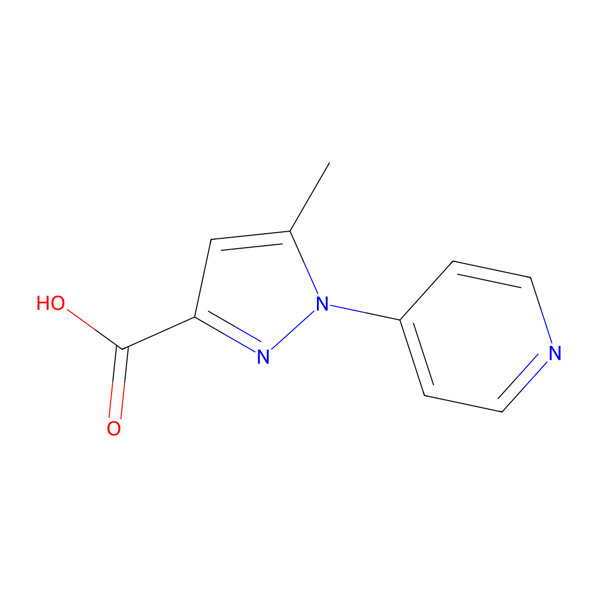 5-Methyl-1-(pyridin-4-yl)-1H-pyrazole-3-carboxylic acid molecular structure, CAS 1177349-77-7