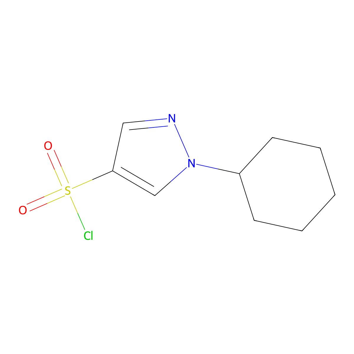 1-cyclohexyl-1H-pyrazole-4-sulfonyl chloride molecular structure, CAS 1177349-87-9