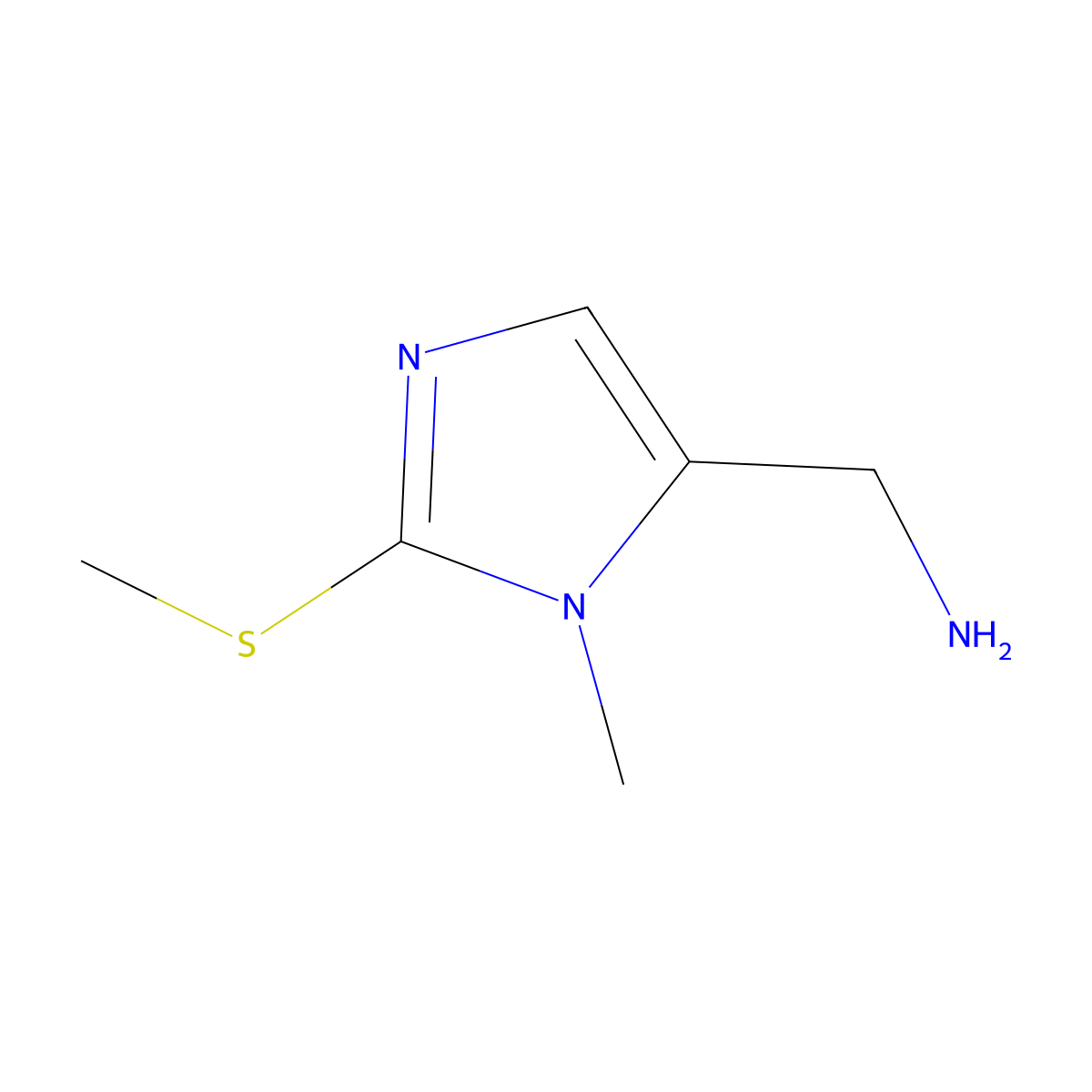 1-[1-methyl-2-(methylthio)-1H-imidazol-5-yl]methanamine molecular structure, CAS 1177350-25-2