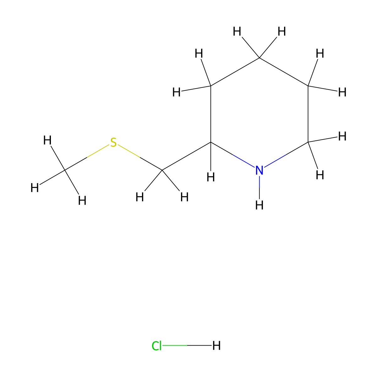 2-[(Methylsulfanyl)methyl]piperidine hydrochloride molecular structure, CAS 1177350-61-6
