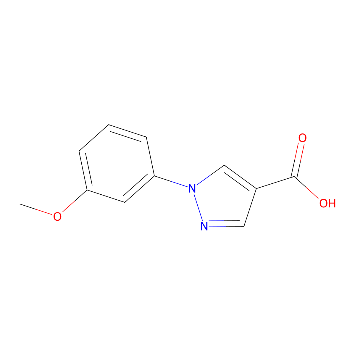 1-(3-Methoxyphenyl)-1H-pyrazole-4-carboxylic acid molecular structure, CAS 1177350-90-1