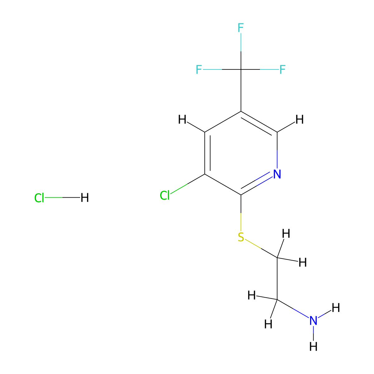 2-{[3-Chloro-5-(trifluoromethyl)pyridin-2-yl]sulfanyl}ethan-1-amine hydrochloride molecular structure, CAS 1177351-21-1