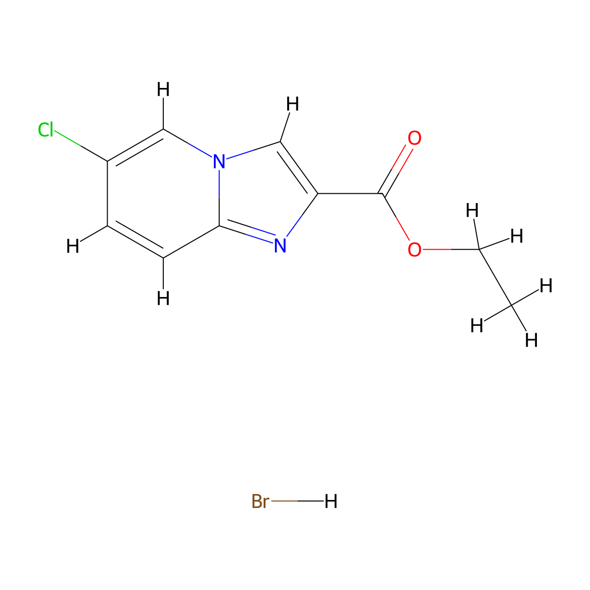 Ethyl 6-chloroimidazo[1,2-A]pyridine-2-carboxylate hydrobromide molecular structure, CAS 1177351-45-9