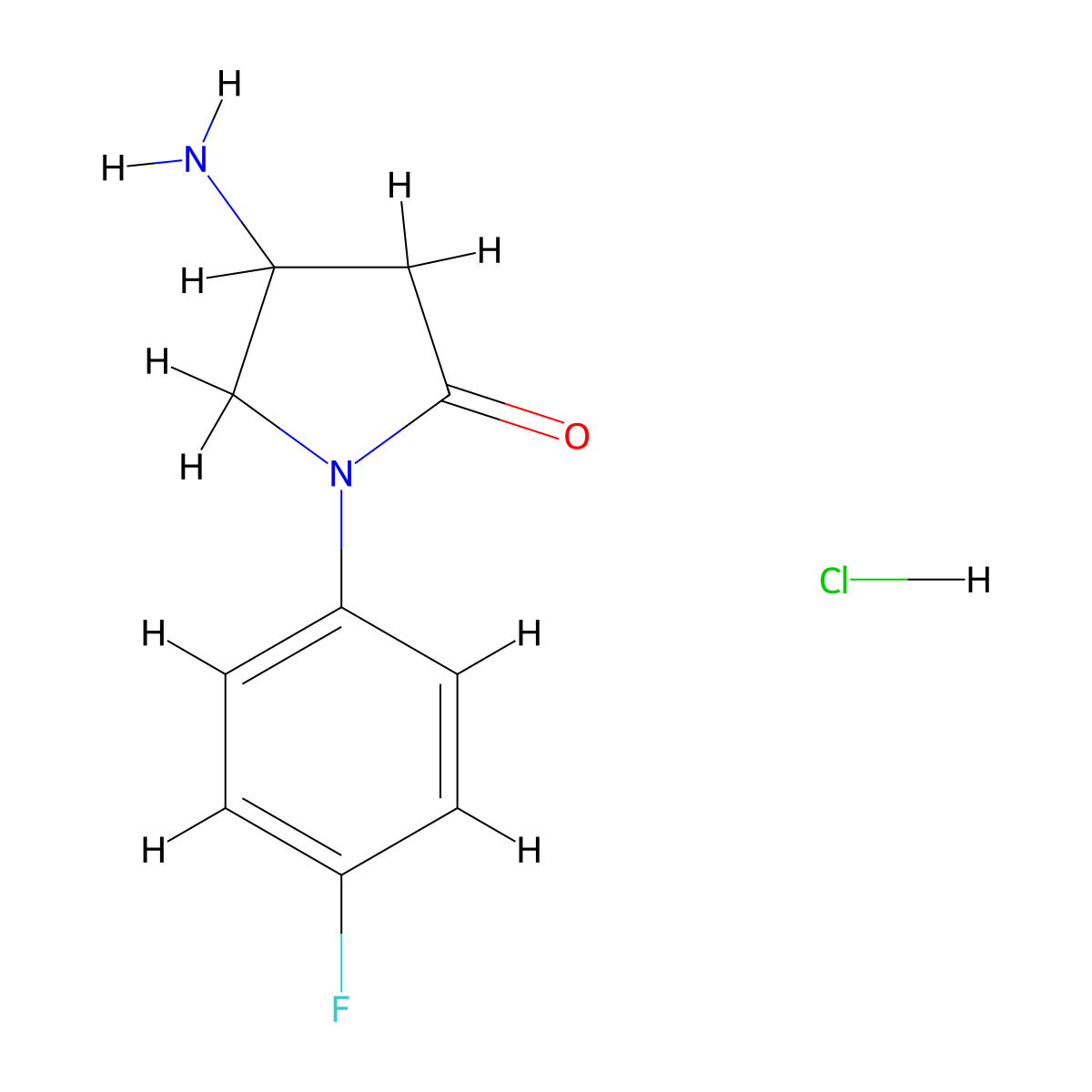 4-Amino-1-(4-fluorophenyl)pyrrolidin-2-one hydrochloride molecular structure, CAS 1177351-65-3