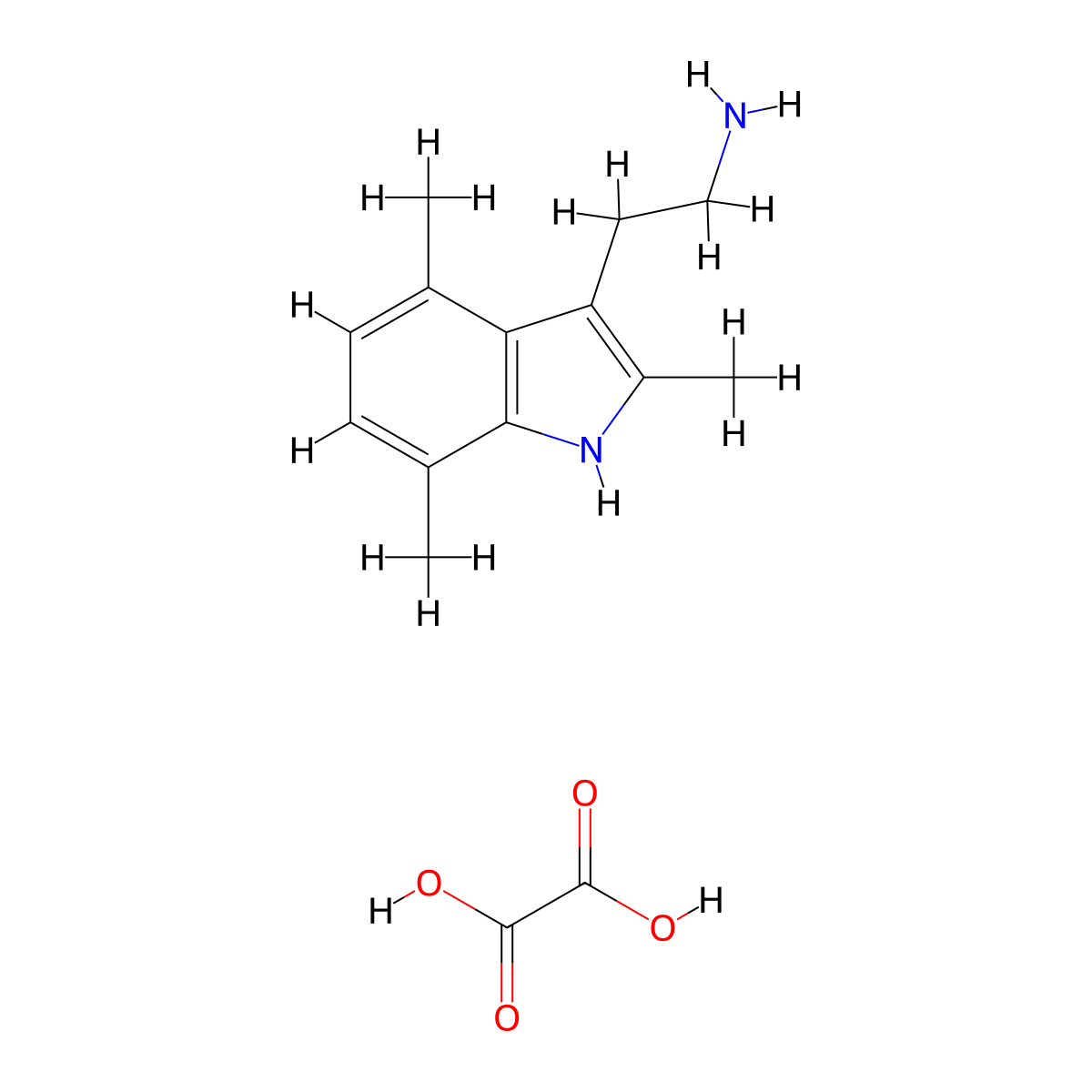 2-(2,4,7-trimethyl-1H-indol-3-yl)ethanamine oxalate molecular structure, CAS 1177351-67-5