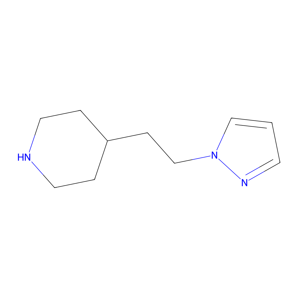 4-(2-(1H-Pyrazol-1-yl)ethyl)piperidine molecular structure, CAS 1177351-89-1