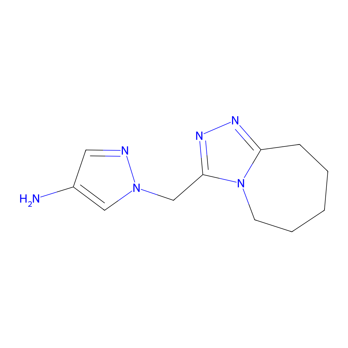 1-(6,7,8,9-tetrahydro-5H-[1,2,4]triazolo[4,3-a]azepin-3-ylmethyl)-1H-pyrazol-4-amine molecular structure, CAS 1177352-10-1