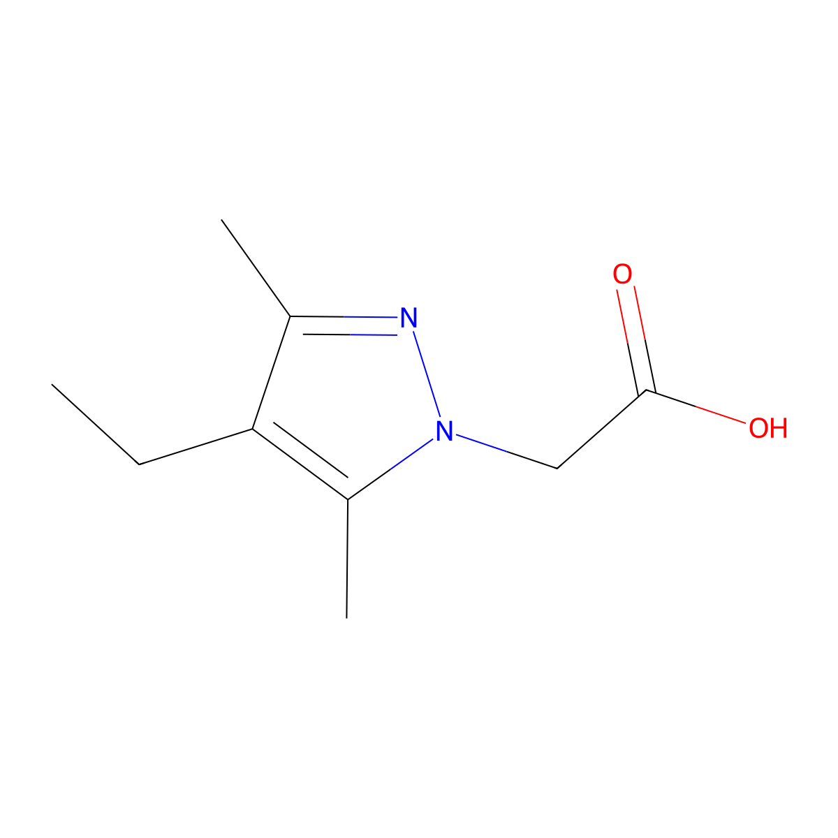 (4-ethyl-3,5-dimethyl-1H-pyrazol-1-yl)acetic acid molecular structure, CAS 1177352-85-0