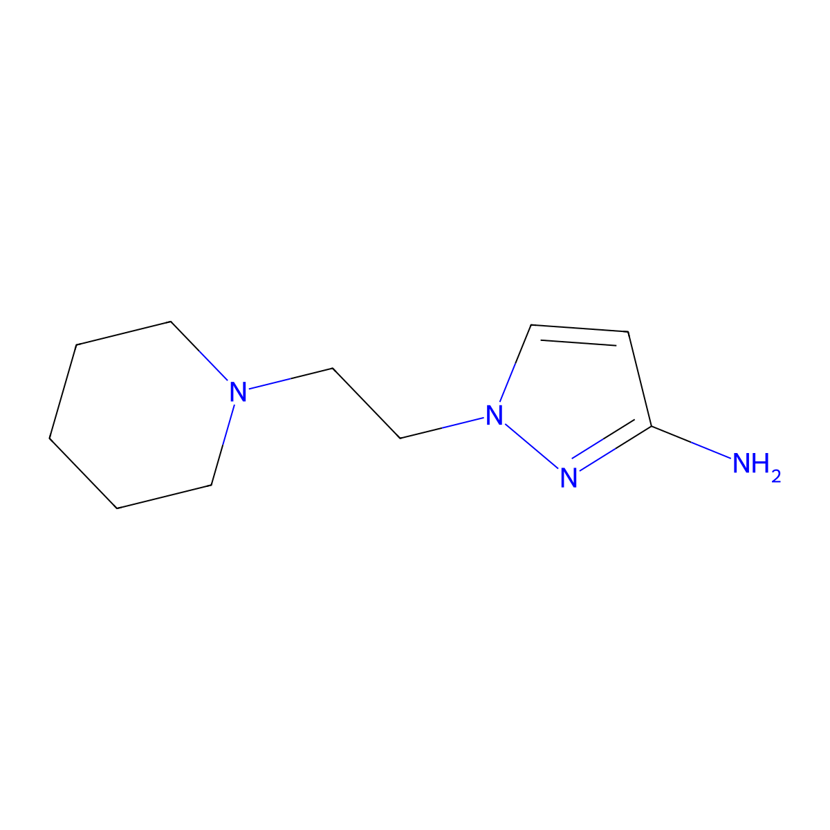 1-[2-(piperidin-1-yl)ethyl]-1H-pyrazol-3-amine molecular structure, CAS 1177353-21-7