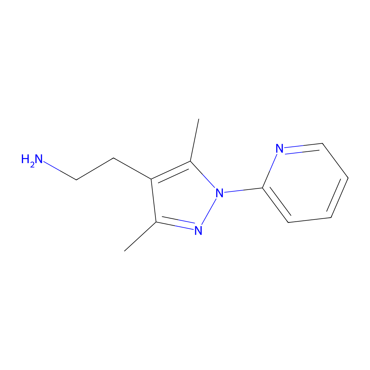 2-(3,5-dimethyl-1-(pyridin-2-yl)-1H-pyrazol-4-yl)ethan-1-amine molecular structure, CAS 1177355-64-4
