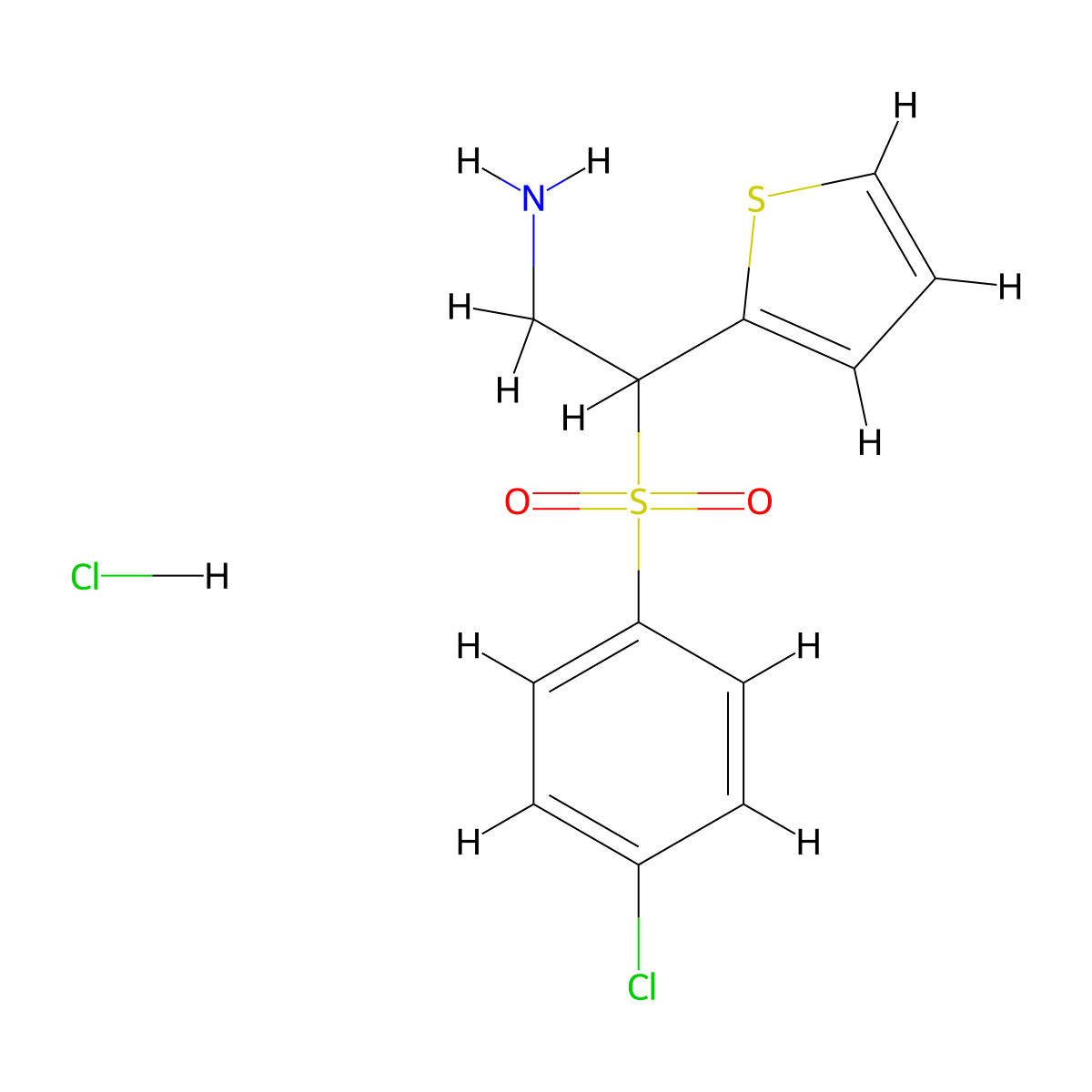 2-((4-Chlorophenyl)sulfonyl)-2-(thiophen-2-yl)ethanamine hydrochloride molecular structure, CAS 1177357-28-6