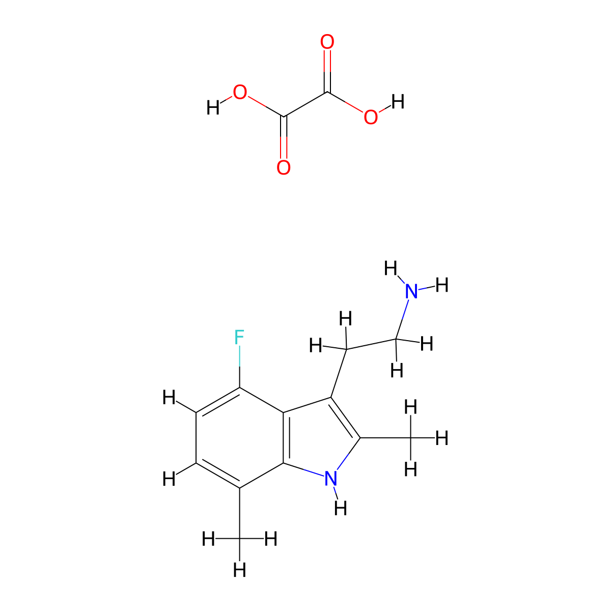 2-(4-fluoro-2,7-dimethyl-1H-indol-3-yl)ethanamine oxalate molecular structure, CAS 1177357-90-2
