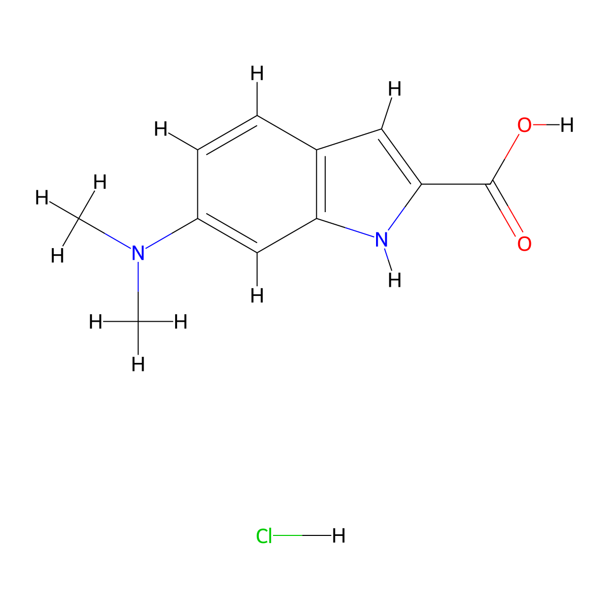 6-(Dimethylamino)-1H-indole-2-carboxylic acid hydrochloride molecular structure, CAS 1177358-61-0
