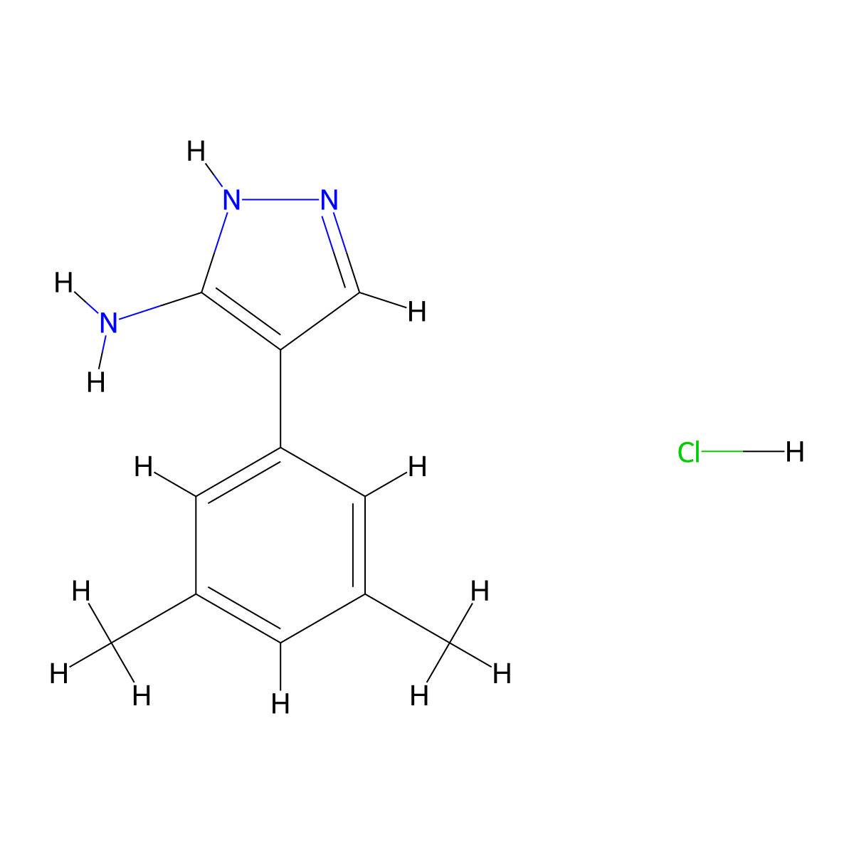 4-(3,5-Dimethylphenyl)-1H-pyrazol-3-amine hydrochloride molecular structure, CAS 1177359-90-8