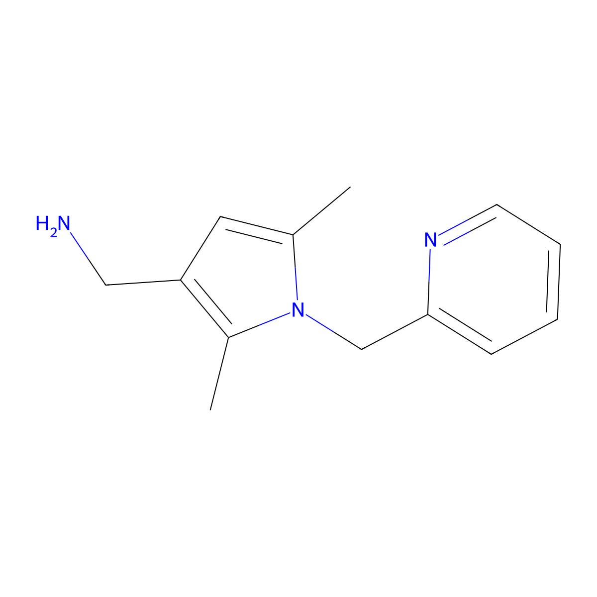 [2,5-Dimethyl-1-(pyridin-2-ylmethyl)pyrrol-3-yl]methanamine molecular structure, CAS 1177360-17-6