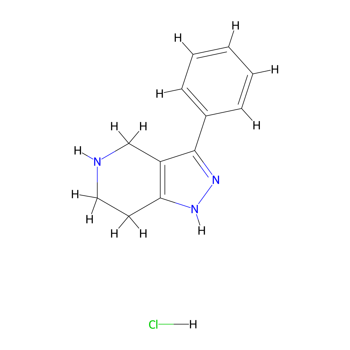 3-Phenyl-4,5,6,7-tetrahydro-1H-pyrazolo[4,3-c]pyridine hydrochloride molecular structure, CAS 1177360-76-7