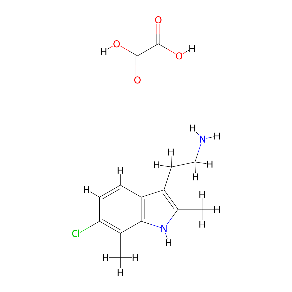 2-(6-chloro-2,7-dimethyl-1H-indol-3-yl)ethanamine oxalate molecular structure, CAS 1177361-41-9