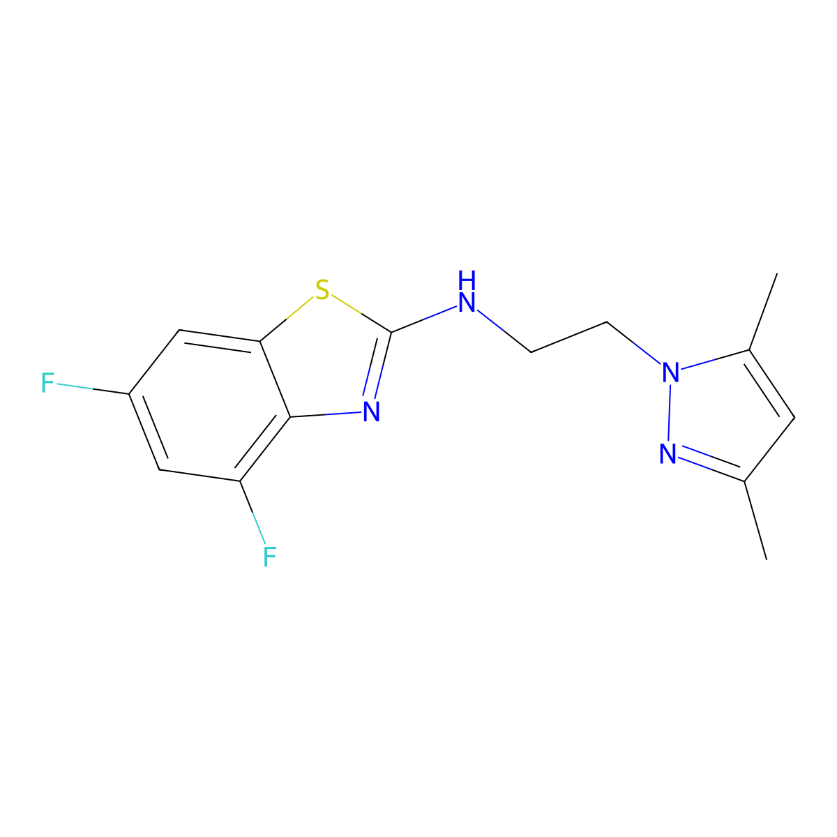 N-(2-(3,5-dimethyl-1H-pyrazol-1-yl)ethyl)-4,6-difluorobenzo[d]thiazol-2-amine molecular structure, CAS 1177361-60-2