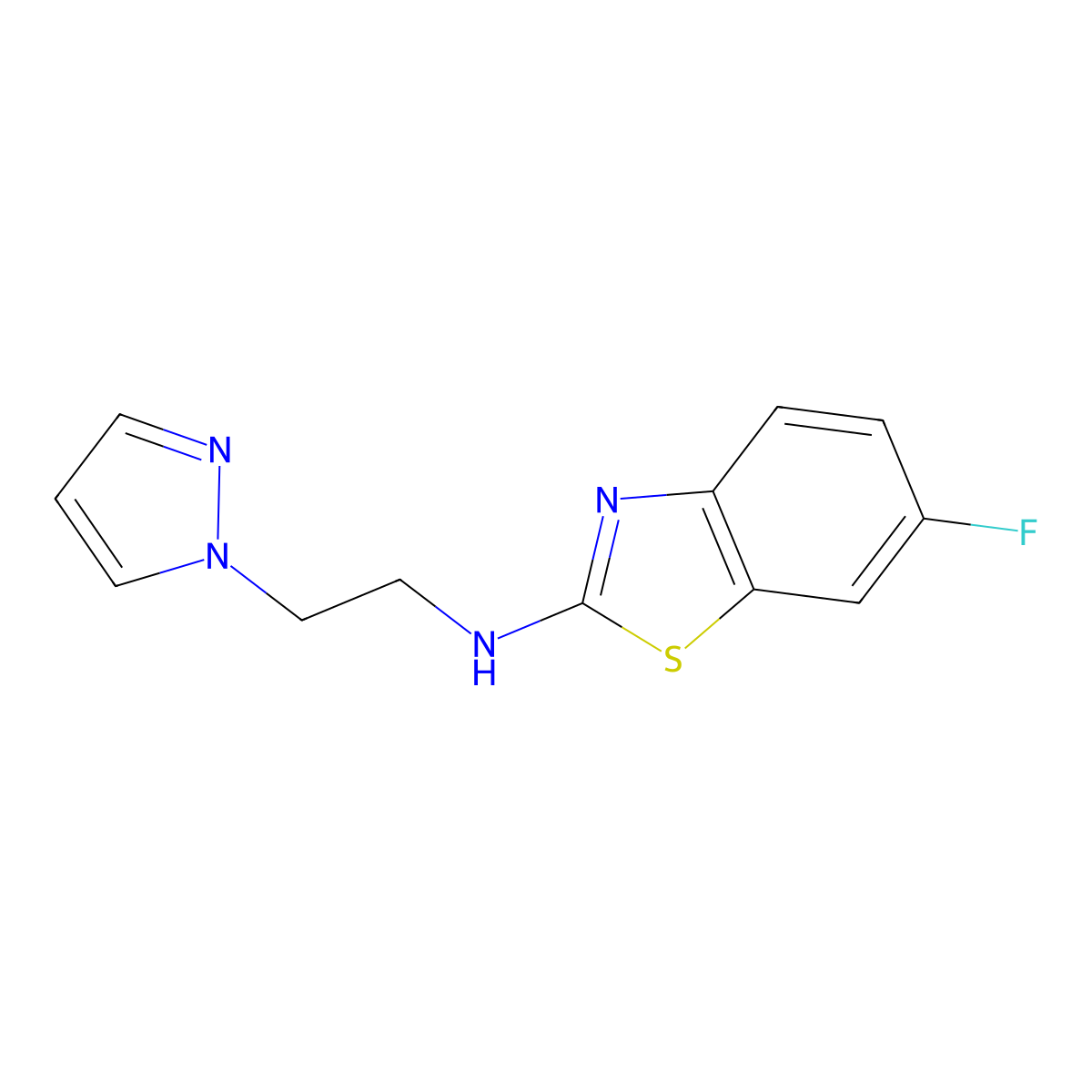 6-fluoro-N-[2-(1H-pyrazol-1-yl)ethyl]-1,3-benzothiazol-2-amine molecular structure, CAS 1177361-72-6