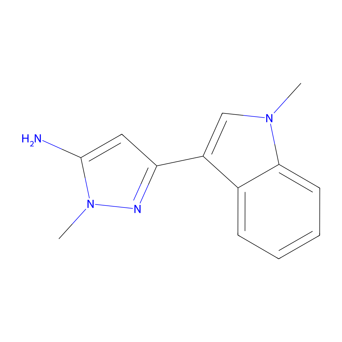 1-methyl-3-(1-methyl-1H-indol-3-yl)-1H-pyrazol-5-amine molecular structure, CAS 1177361-83-9