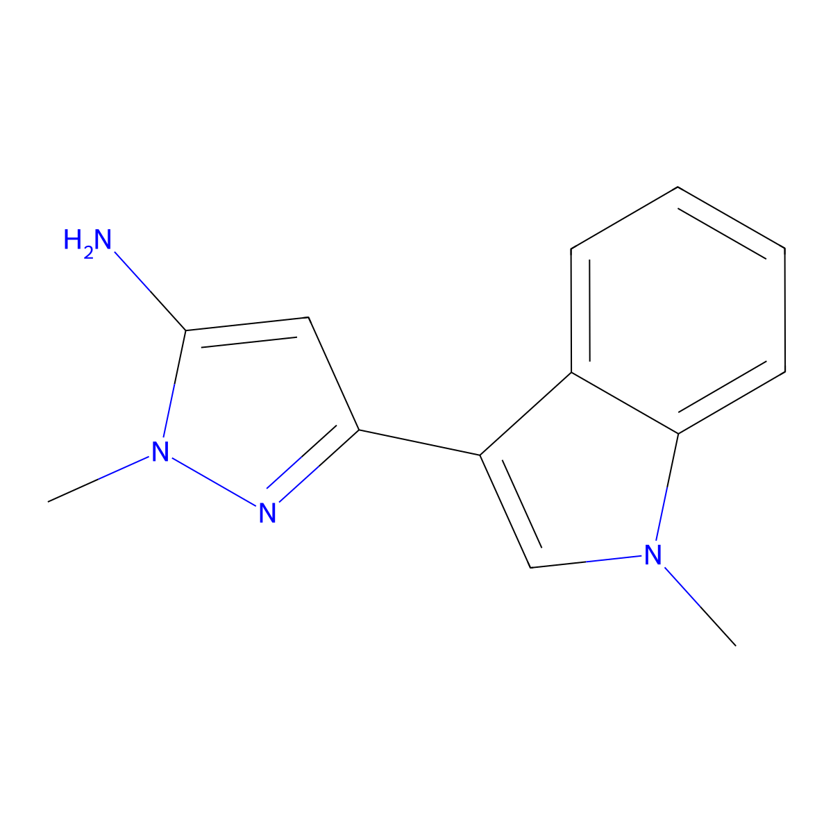 1-methyl-3-(1-methyl-1H-indol-3-yl)-1H-pyrazol-5-amine molecular structure, CAS 1177361-83-9
