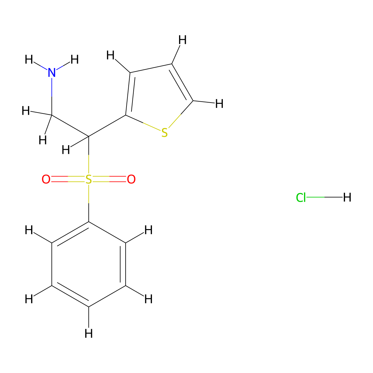 2-(Benzenesulfonyl)-2-(thiophen-2-yl)ethan-1-amine hydrochloride molecular structure, CAS 1177362-05-8