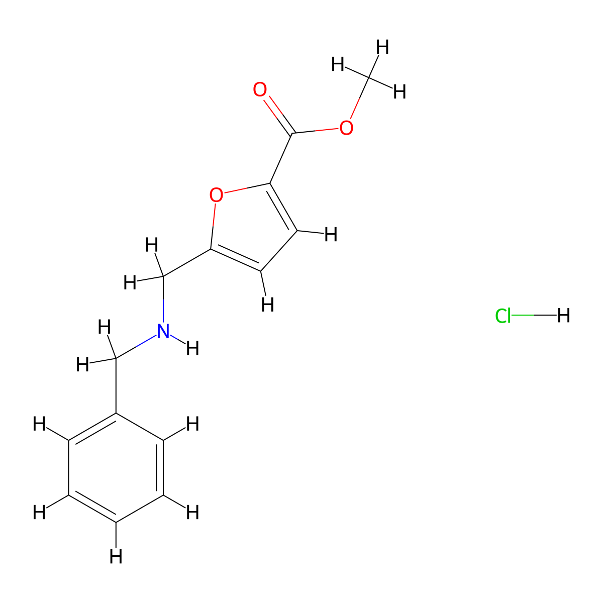 Methyl 5-[(benzylamino)methyl]-2-furoate hydrochloride molecular structure, CAS 1177362-09-2