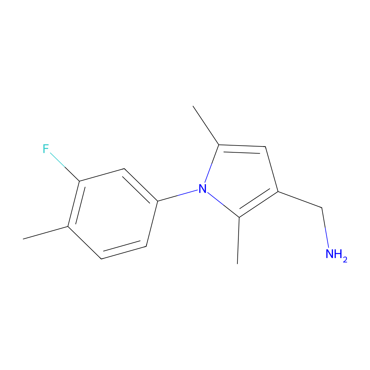 ([1-(3-Fluoro-4-methylphenyl)-2,5-dimethyl-1H-pyrrol-3-YL]methyl)amine molecular structure, CAS 1177362-11-6