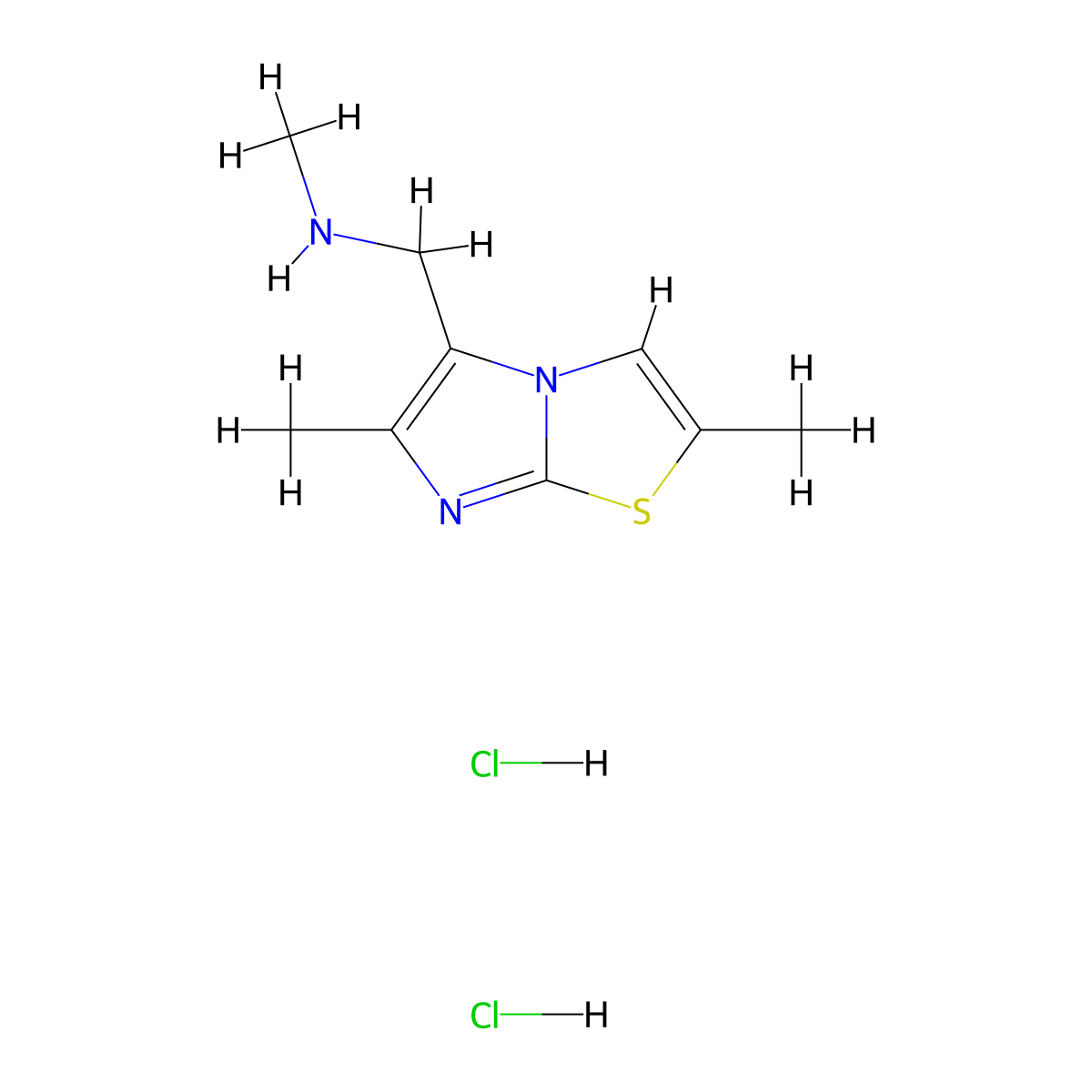 ({2,6-Dimethylimidazo[2,1-b][1,3]thiazol-5-yl}methyl)(methyl)amine dihydrochloride molecular structure, CAS 1177362-23-0