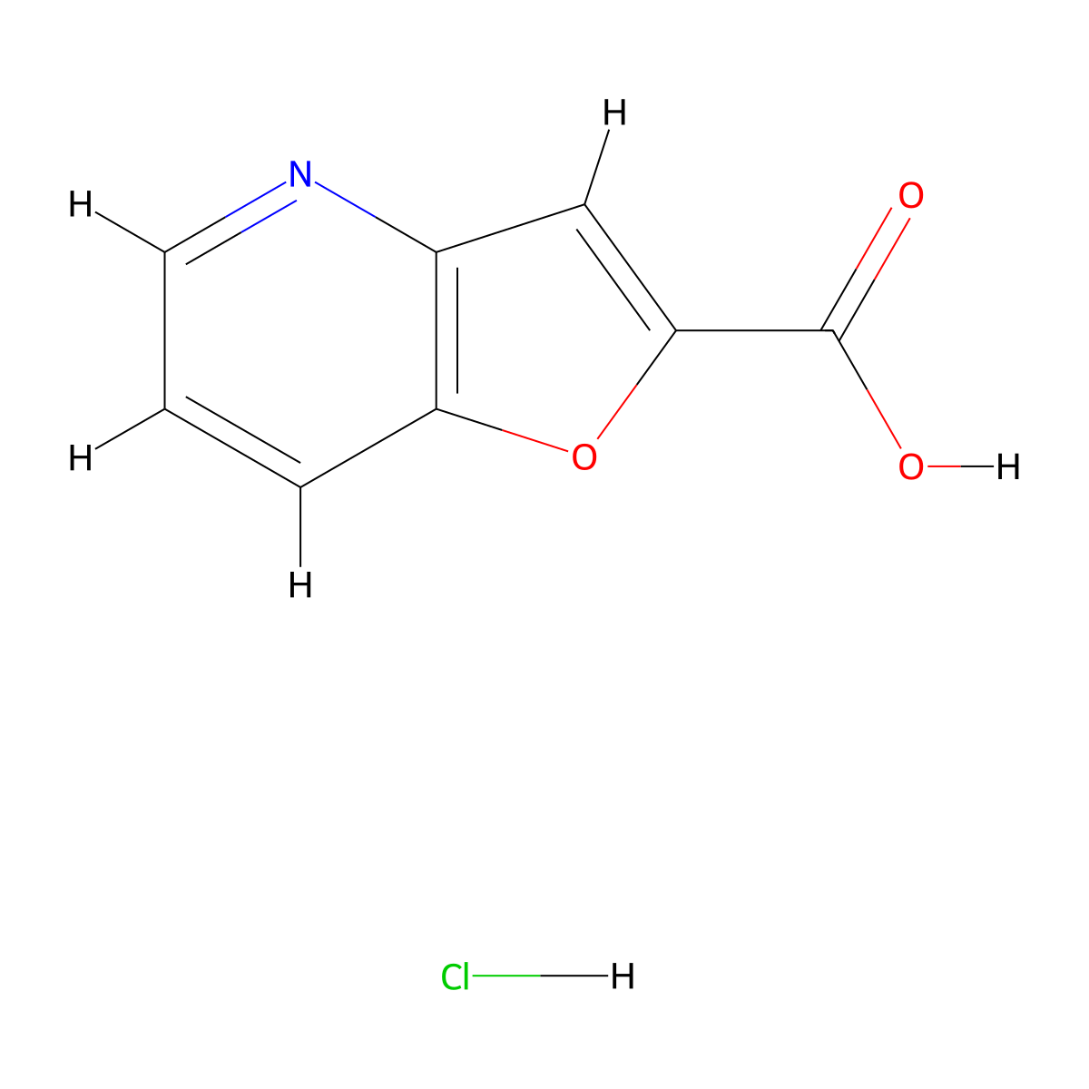 Furo[3,2-b]pyridine-2-carboxylic acid hydrochloride molecular structure, CAS 1177362-48-9