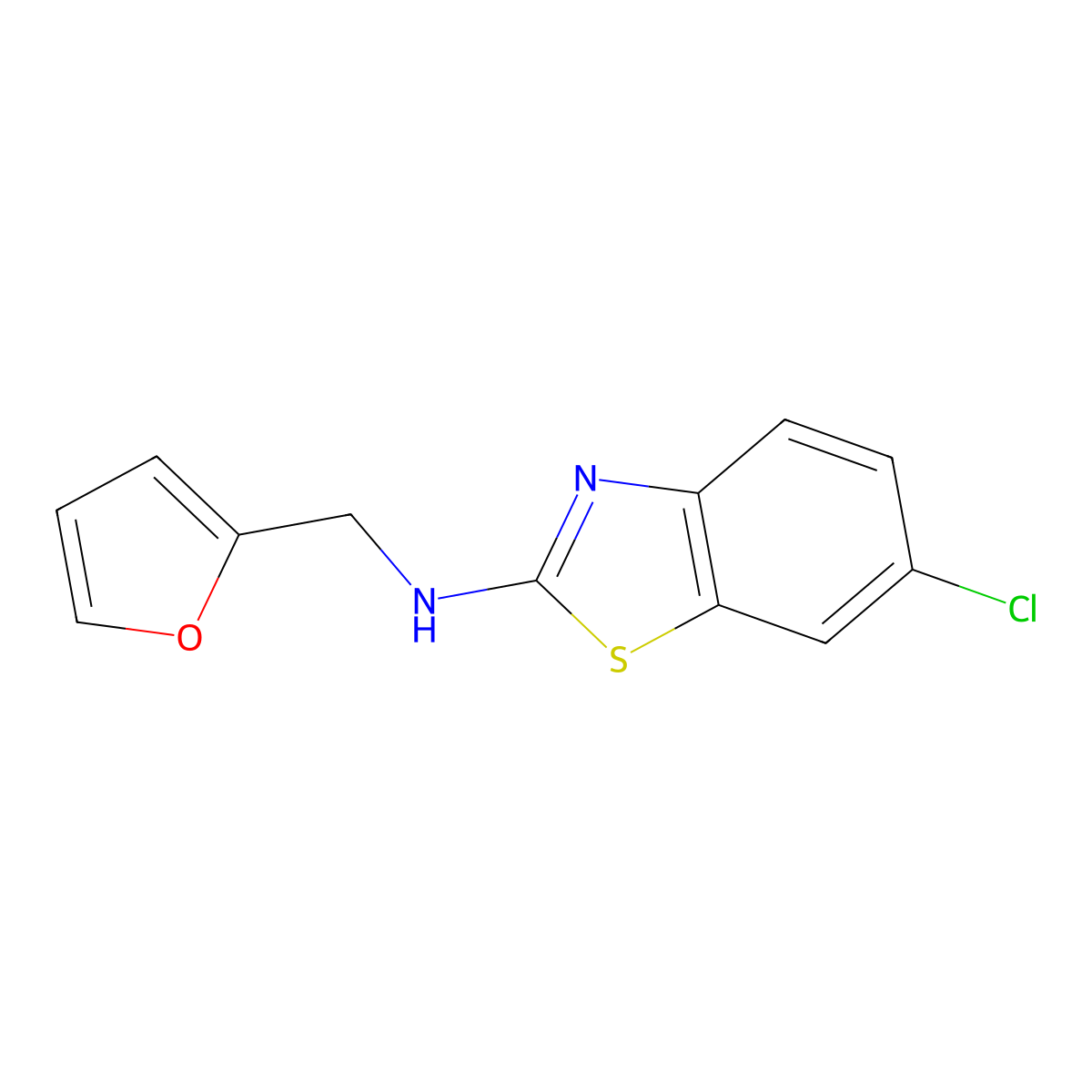 6-chloro-N-(2-furylmethyl)-1,3-benzothiazol-2-amine molecular structure, CAS 1177362-49-0