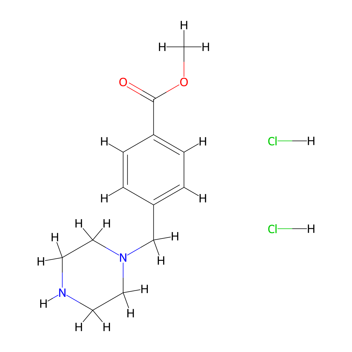 Methyl 4-(piperazin-1-ylmethyl)benzoate dihydrochloride molecular structure, CAS 1177362-58-1