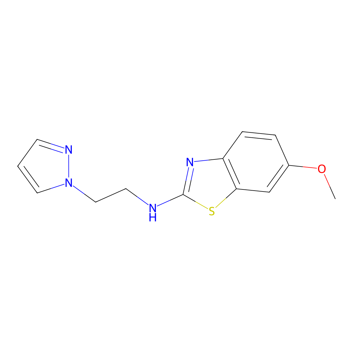 6-methoxy-N-[2-(1H-pyrazol-1-yl)ethyl]-1,3-benzothiazol-2-amine molecular structure, CAS 1177362-65-0