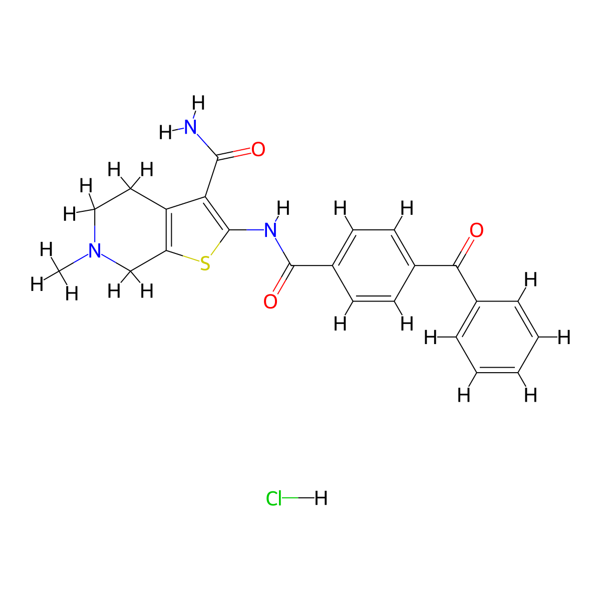 2-(4-Benzoylbenzamido)-6-methyl-4,5,6,7-tetrahydrothieno[2,3-c]pyridine-3-carboxamide hydrochloride molecular structure, CAS 1177363-33-5