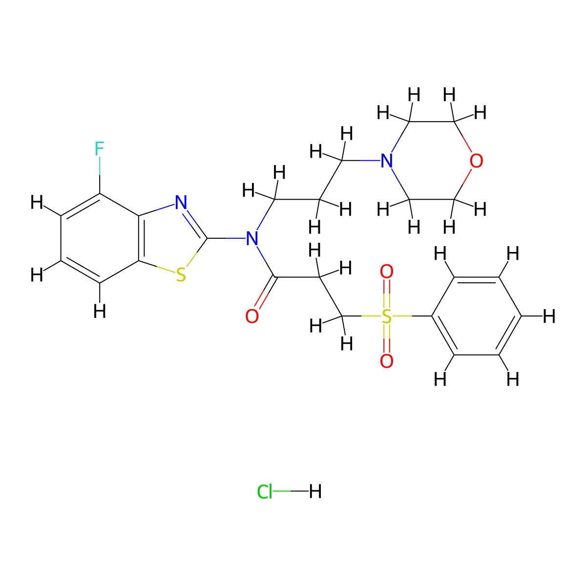 N-(4-fluorobenzo[d]thiazol-2-yl)-N-(3-morpholinopropyl)-3-(phenylsulfonyl)propanamide hydrochloride molecular structure, CAS 1177367-07-5