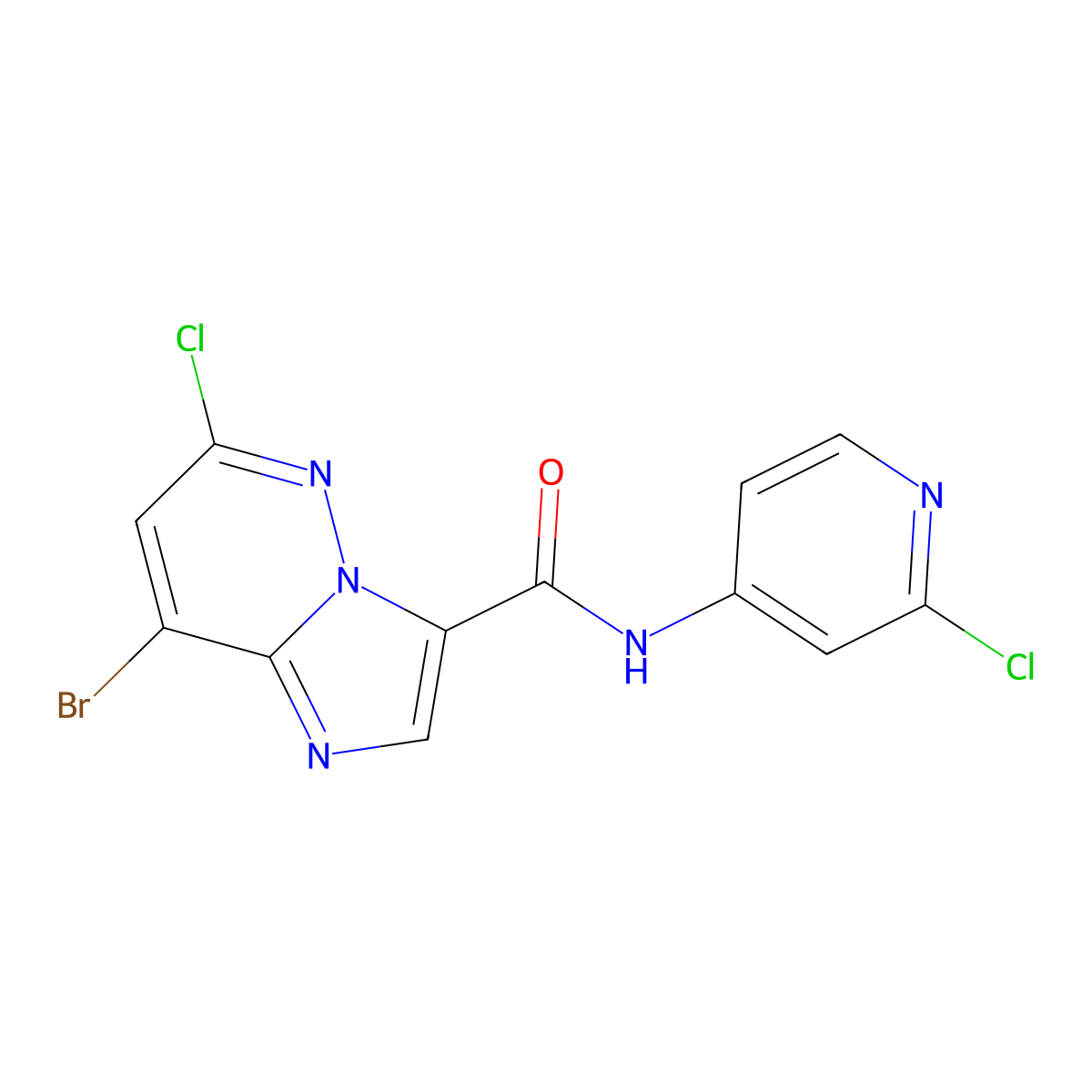 8-Bromo-6-chloro-N-(2-chloropyridin-4-yl)imidazo[1,2-b]pyridazine-3-carboxamide molecular structure, CAS 1177416-22-6