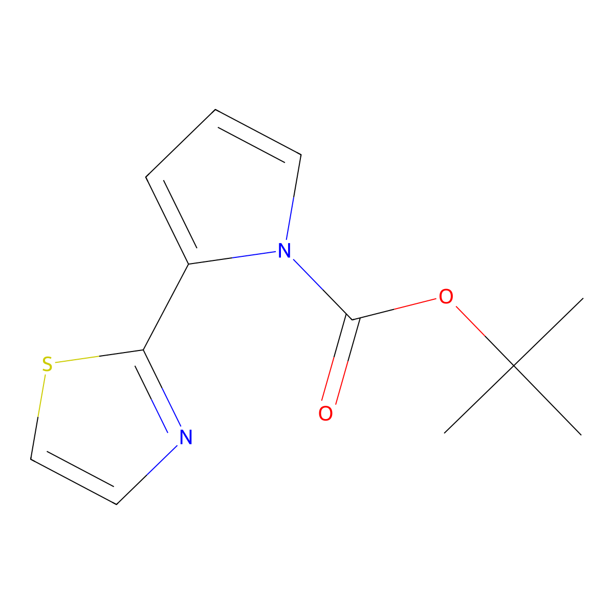 t-Butyl 2-(1,3-thiazol-2-yl)-1H-pyrrole-1-carboxylate molecular structure, CAS 1177420-10-8