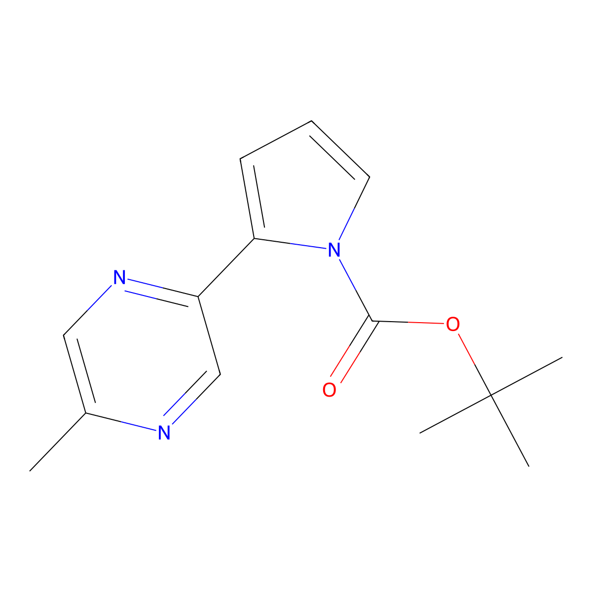 t-Butyl 2-(5-methylpyrazin-2-yl)-1H-pyrrole-1-carboxylate molecular structure, CAS 1177420-26-6