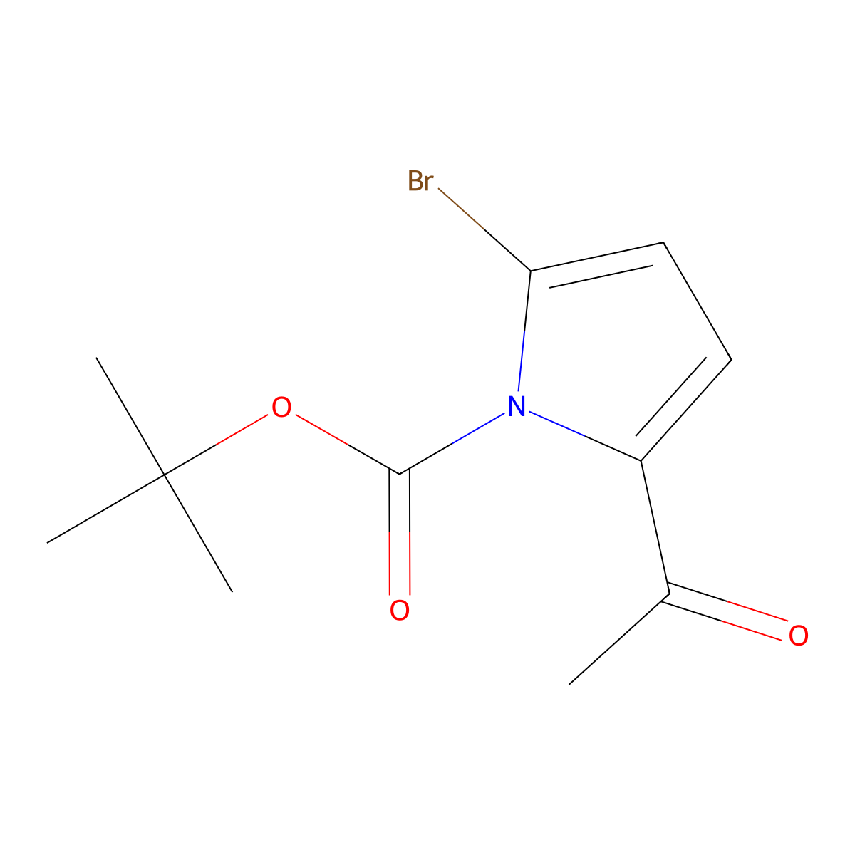 tert-Butyl 2-acetyl-5-bromo-1H-pyrrole-1-carboxylate molecular structure, CAS 1177420-35-7