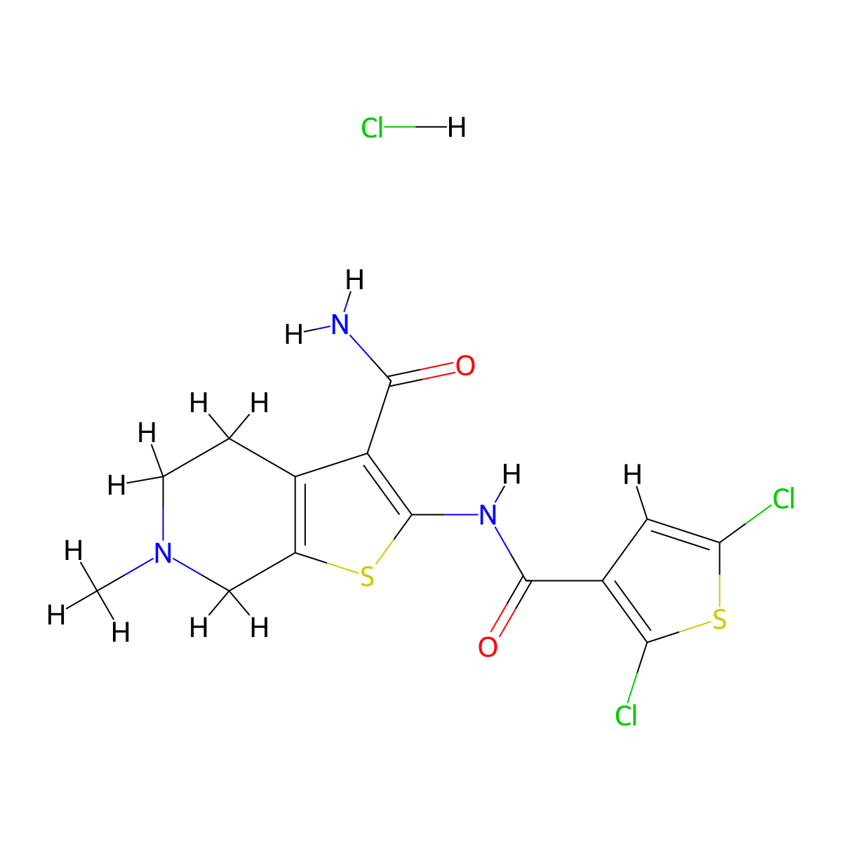 2-(2,5-Dichlorothiophene-3-carboxamido)-6-methyl-4,5,6,7-tetrahydrothieno[2,3-c]pyridine-3-carboxamide hydrochloride molecular structure, CAS 1177432-67-5