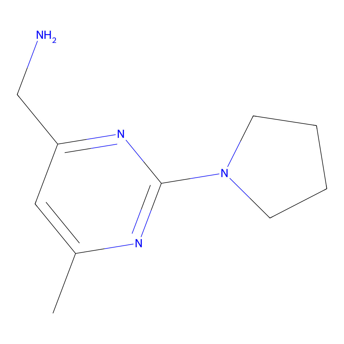 (6-Methyl-2-(pyrrolidin-1-yl)pyrimidin-4-yl)methanamine molecular structure, CAS 1177480-17-9